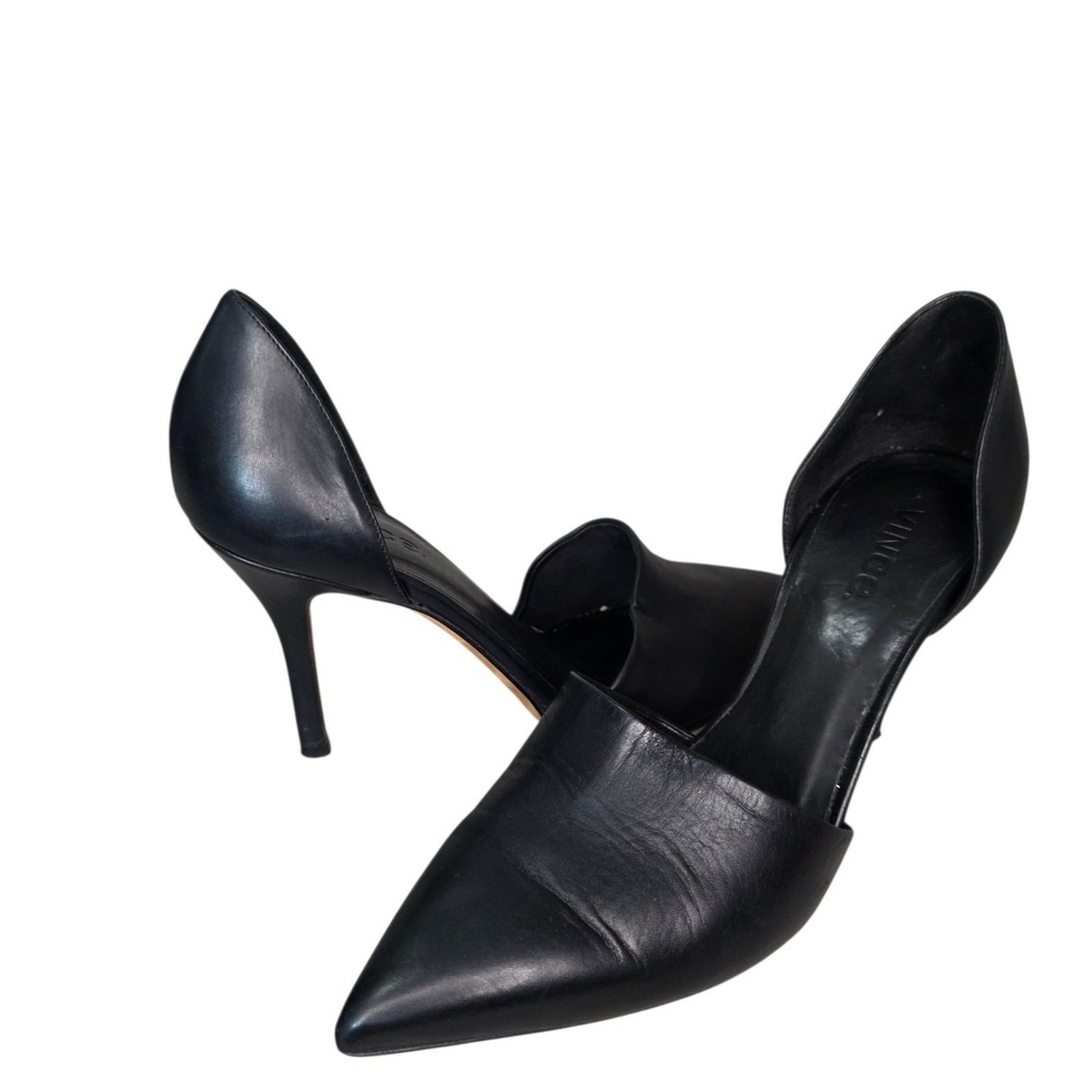 Vince Claire Womens 8M Black Leather Pointed Toe D'Orsay Stiletto Pump Heels